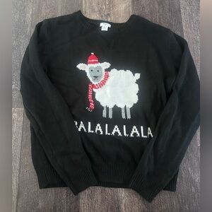 Preloved Forever 21 Black Festive Sheep Sweater